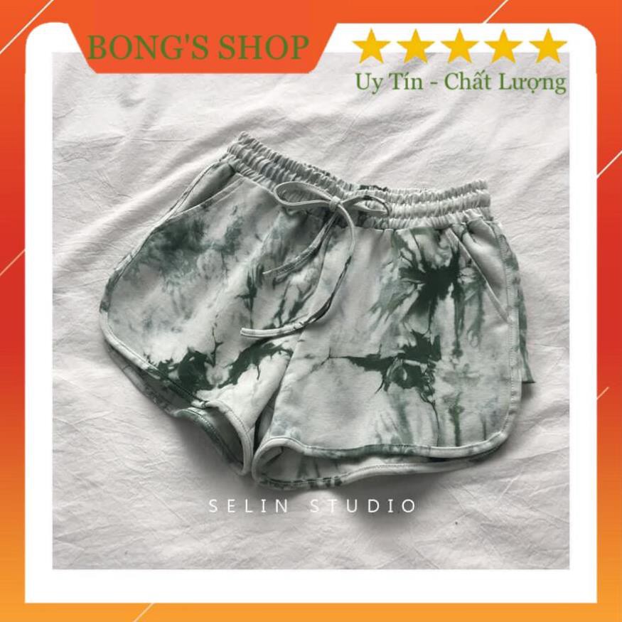 [SALE_50%], Quần short nữ, Quần đùi nữ loang màu phối viền họa tiết chất mặc siêu mát