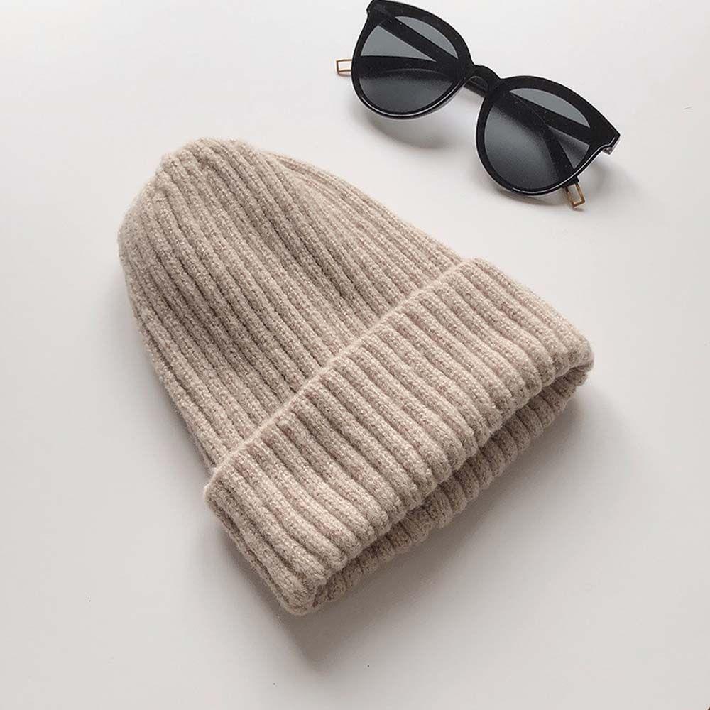 Mũ Beanie Dệt Kim Dày Dặn Màu Trơn Thời Trang Thu Đông WMES15H