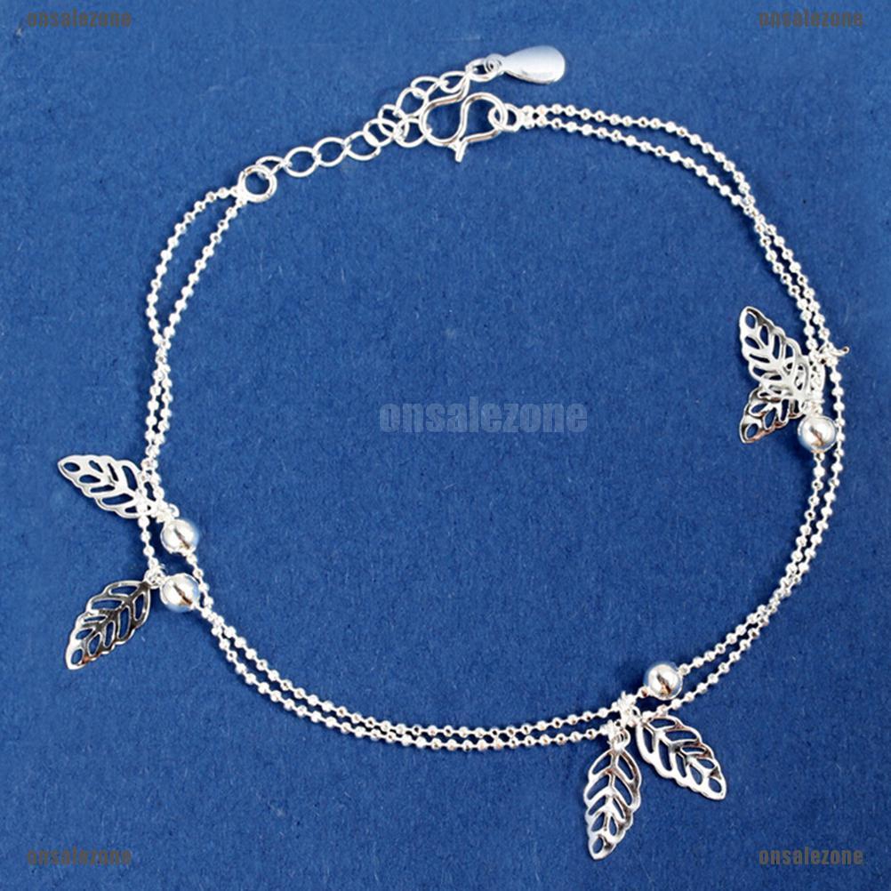 Lắc Chân Mạ Bạc Hình Chiếc Lá Thời Trang Dành Cho Nữ