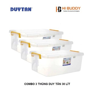 Combo 3 Thùng Nhựa Duy Tân Trong Suốt 30 Lít (56.4 x 37.9 x 20.5 cm) No.H117