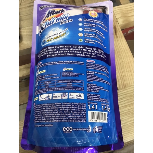 Nước giặt Attack Extra hương Oải Hương 1.4kg