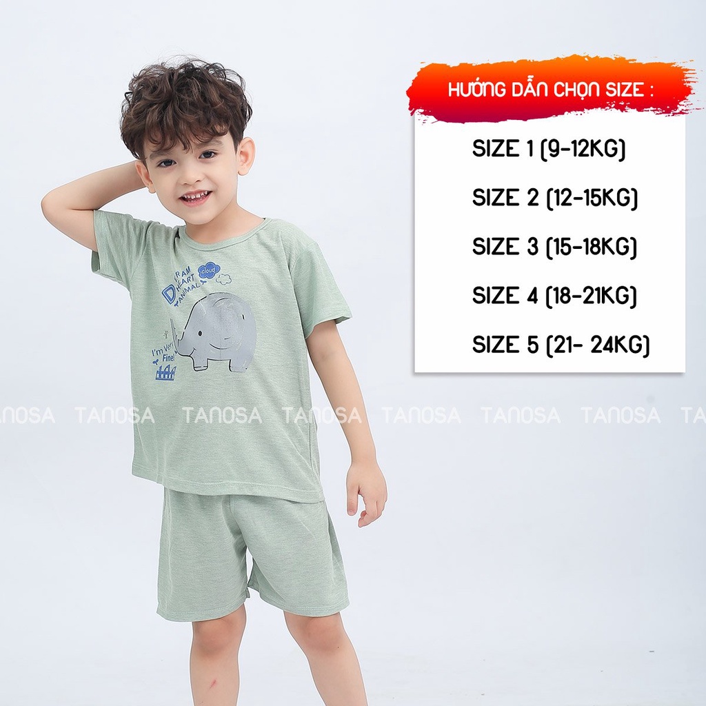 Bộ đồ quần đùi áo cộc tay TANOSA chất thun nhiều hình dễ thương cho bé trai 1-5 tuổi