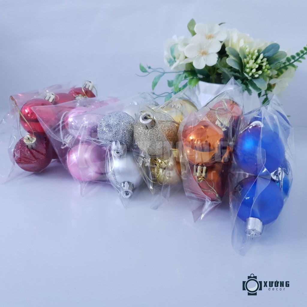 Set 6 Quả Châu Phủ Nhũ Kim Tuyến Size 8/6/4cm Cao Cấp Trang Trí Giáng Sinh Noel | BigBuy360 - bigbuy360.vn