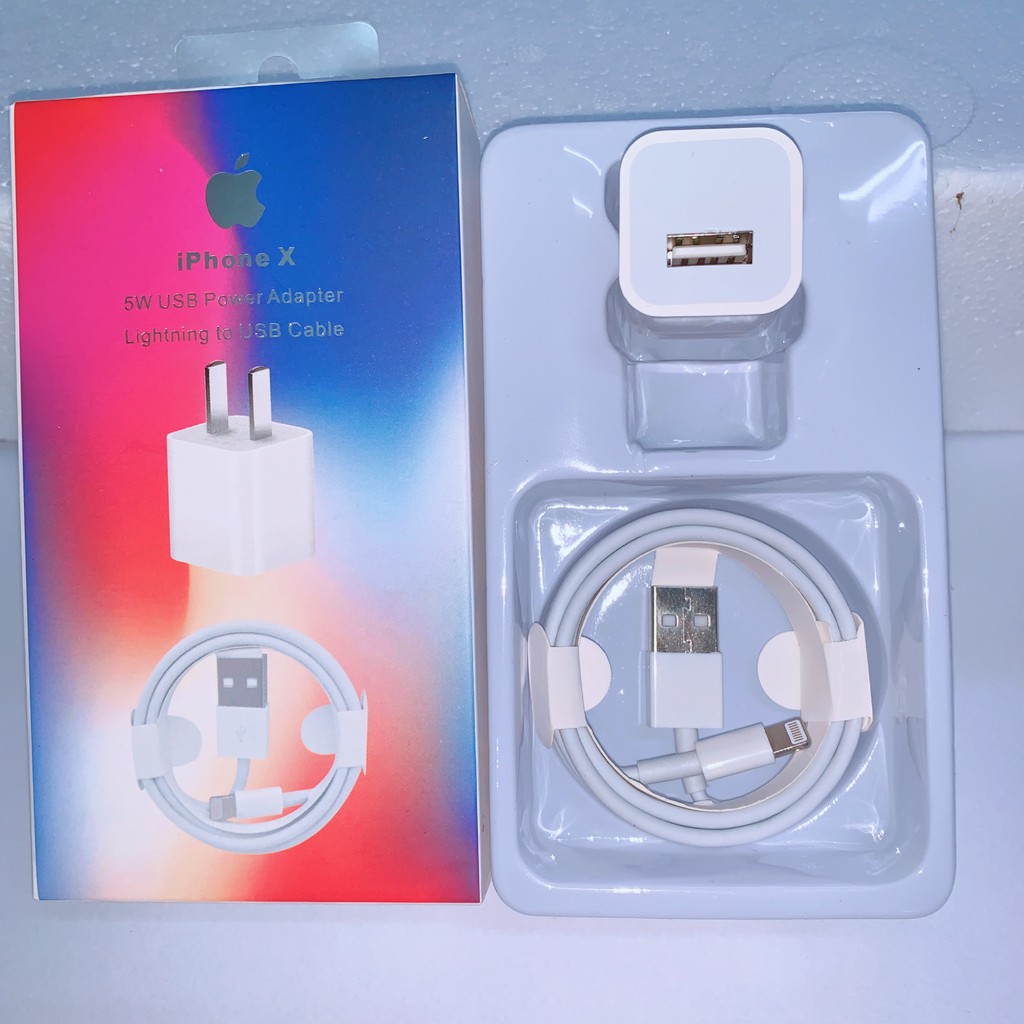 bộ củ và cáp sạc iphone X zin linh kiện fullbox