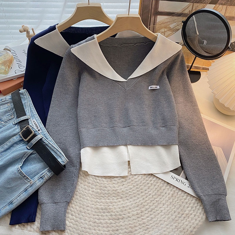 SUXI Áo Sweater Dệt Kim Tay Dài Kiểu Hàn Quốc Thời Trang Mùa Thu Năng Động