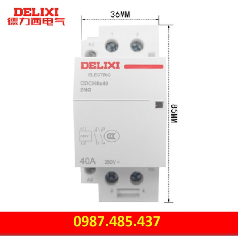 Khởi tép 1 Pha 40A/220V 2NO - Khởi động từ 1 pha DELIXI