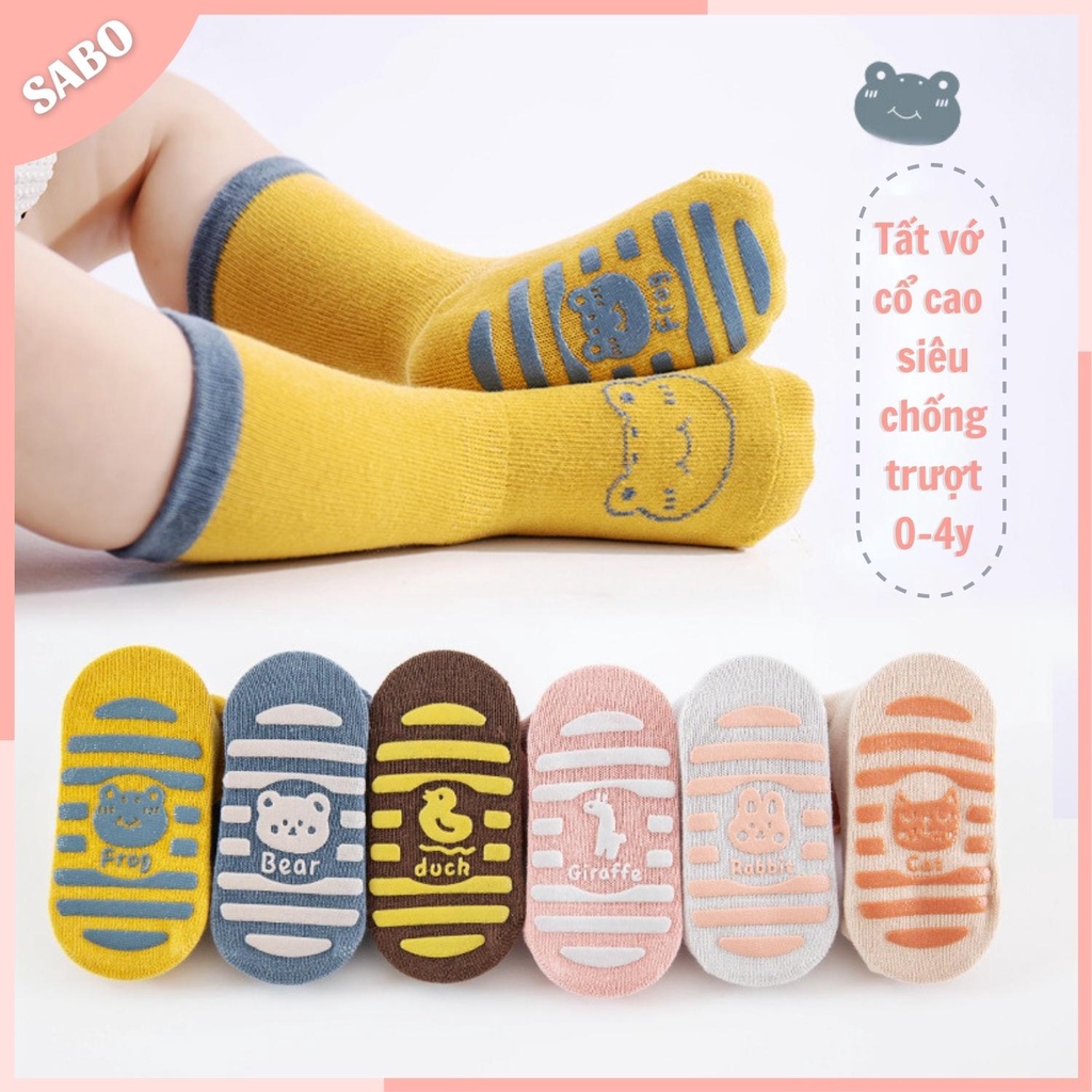 Tất Vớ Chống Trơn Cổ Cao BOBOMS Hình Động Vật Cho Bé 0-4 Tuổi Túi Zip Cao Cấp T07