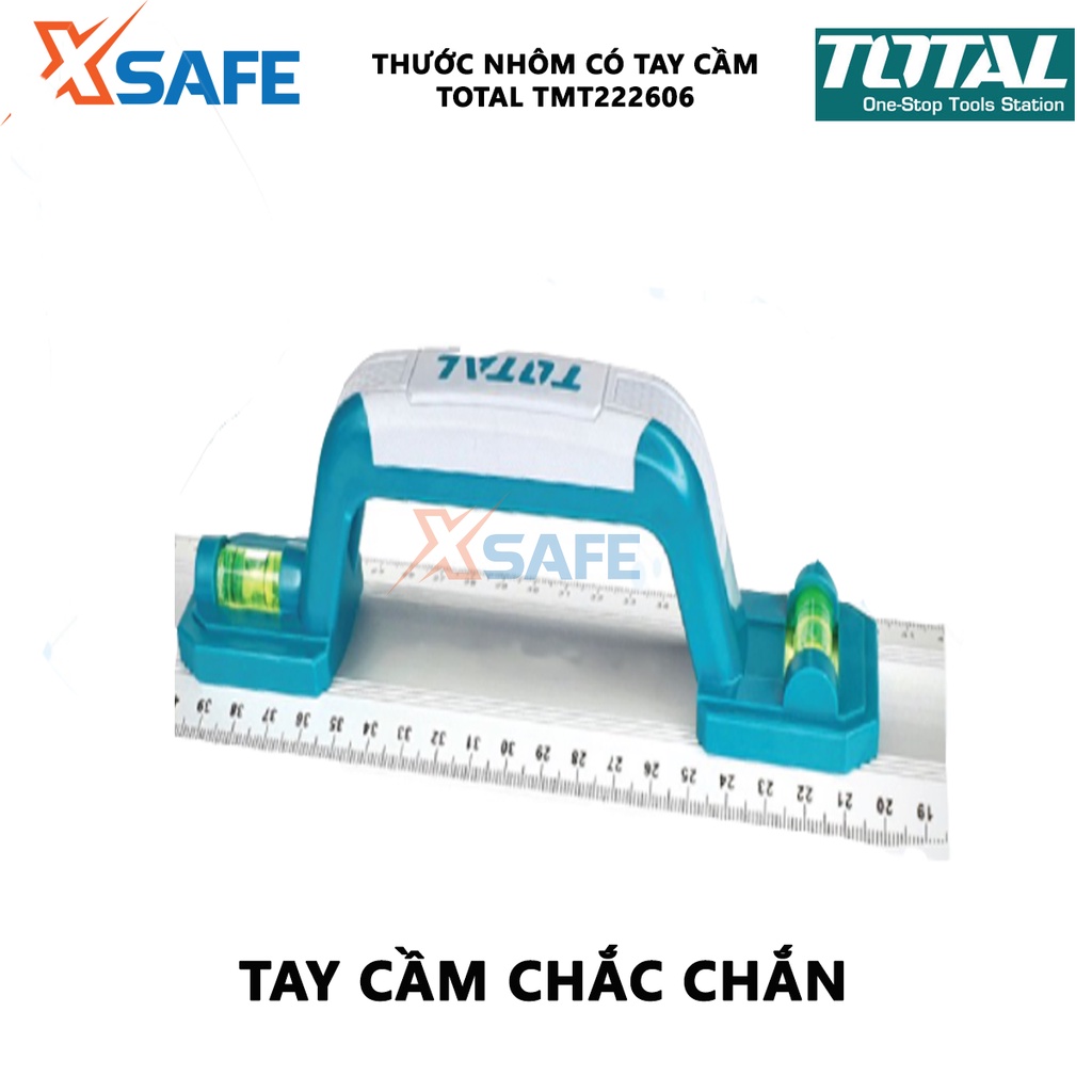 Thước nhôm xây dựng có tay cầm TOTAL TMT222606 Thước lá nhôm dài 60cm bền bỉ, cao cấp chịu nhiệt chịu lực va đập mạnh