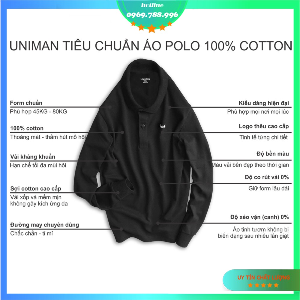 (Phom 48-76 kg)Áo thun dài tay nam nam Có Cổ Polo Cao Cấp Mới Logo Thêu Sắc Nét, 5 size, 4 màu lựa chọn