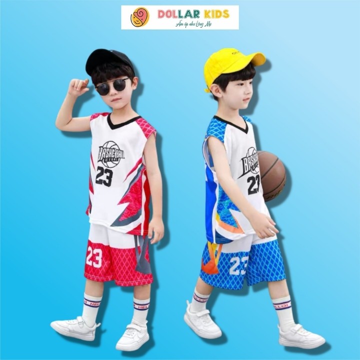 Đồ Bộ Bé Trai, Bộ Ba Lỗ, Set Quần Áo Cho Bé Trai D12_BÓNG RỔ Dollarkids