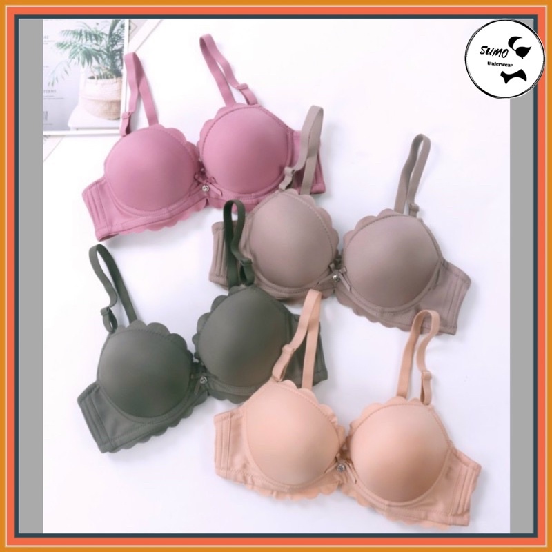Áo lót nữ trơn viền gợn sóng, quả tròn, mút đệm 2,5cm siêu mềm ôm, nâng ngực, có gọng định hình chống chảy xệ. SUMO 8330