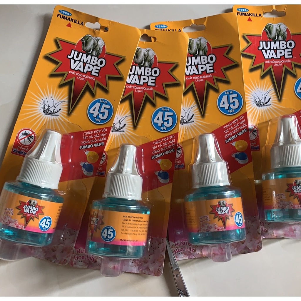 Combo Bộ Tinh dầu xông đuổi muỗi Jumbo Vape Nhật Bản hương hoa Sakura, Hoa Lily