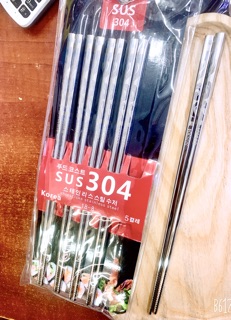 Đũa INOX 304 (Vỉ 5 đôi) - Bạc