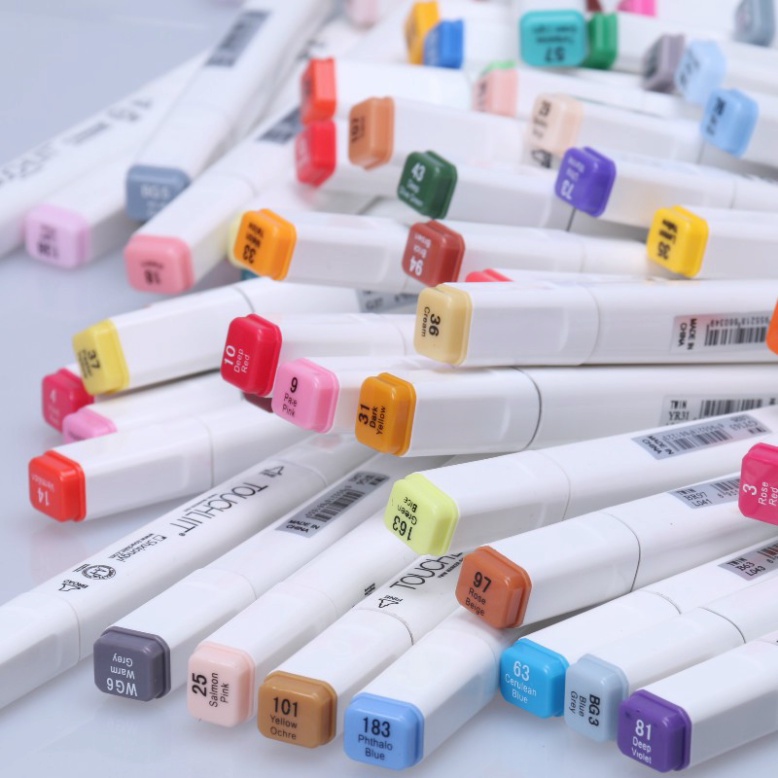 Bút màu Marker Touchliit 6 bản Mới CÓ KHAY Túi Vải 30/60/80 họa cụ bút dạ màu vẽ học sinh -ND