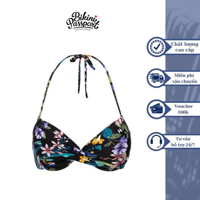 Áo bơi Nữ BIKINI PASSPORT kiểu dáng có Gọng- màu Đen - BS135_BL