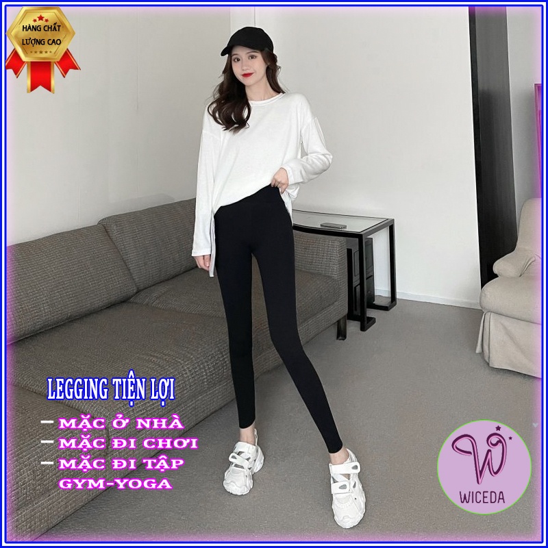 Quần legging dài nữ nâng mông ôm cạp cao đẹp , quần legging thun dày dặn giữ nhiệt Wiceda LG351