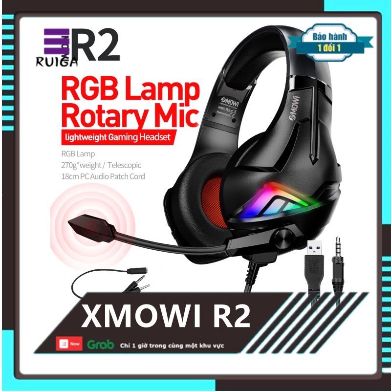 Tai nghe chụp tai PLEXTONE XMOWI R2 hỗ trợ chơi game có micro chống tiếng ồn có đèn LED