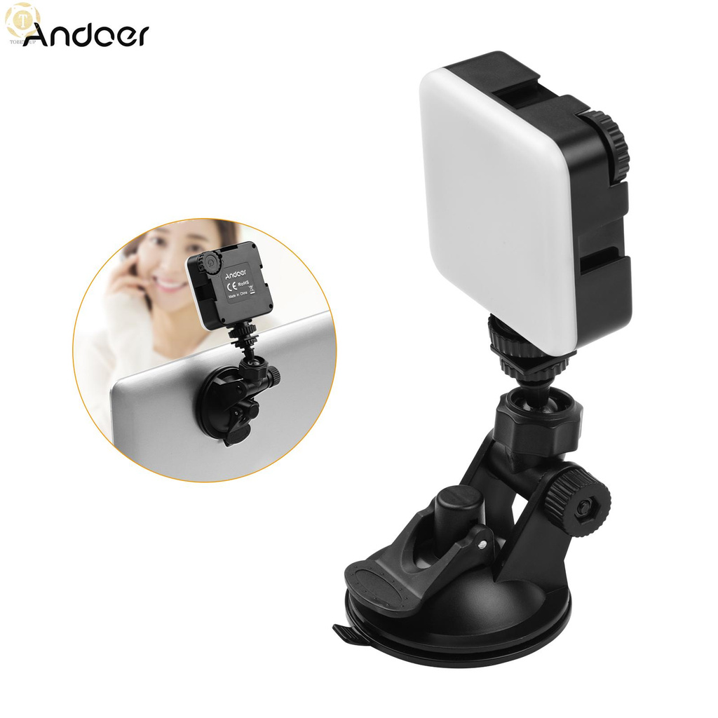 Shipped within 12 hours】 Andoer Video RGB Lighting Kit 6W Mini Bi-color Vlog LED Light 2500K-6500K Dimmable with 3 Cold Shoes + Suction Cup Mount for Video Conference Live Stream Makeup Professional Photography Commercial Photography Photography Lam [TO]
