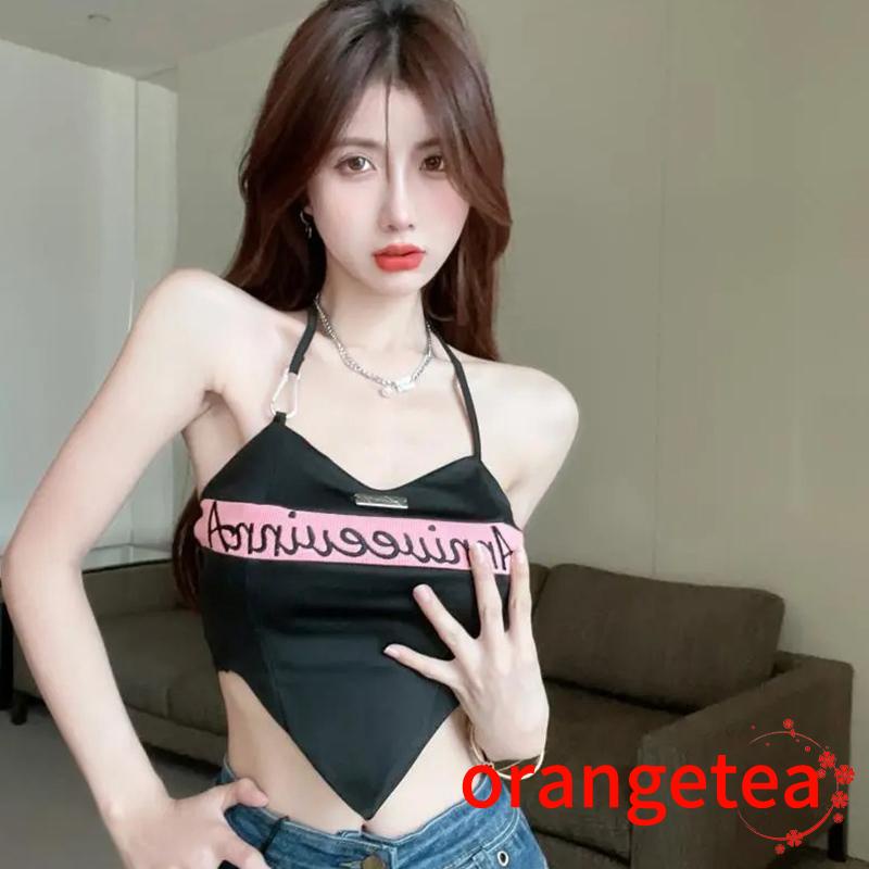 Áo Croptop Cổ Chữ V Thêu Chữ Thời Trang Mùa Hè Cho Nữ