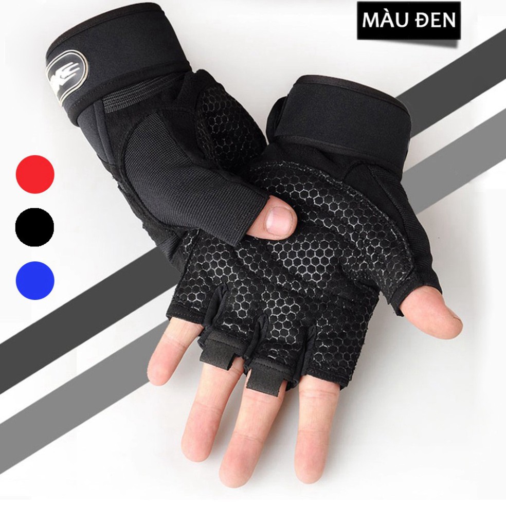 Găng Tay Tập Gym Nam Nữ, Bao Tay Tập Thể Hình SP11 Tập Tạ Thể Thao Đi Xe Máy Đi Phượt Bền Đẹp Có Quấn Cổ Tay