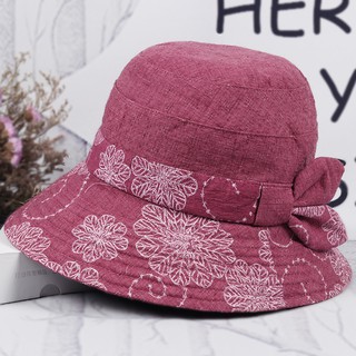 Mũ vải vành tròn họa tiết hoa đơn giản cho phụ nữ tuổi trung niên