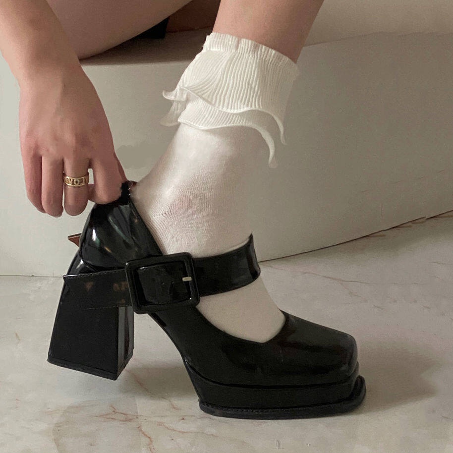 Giày Cao Gót Da Mũi Vuông 9cm FT2618