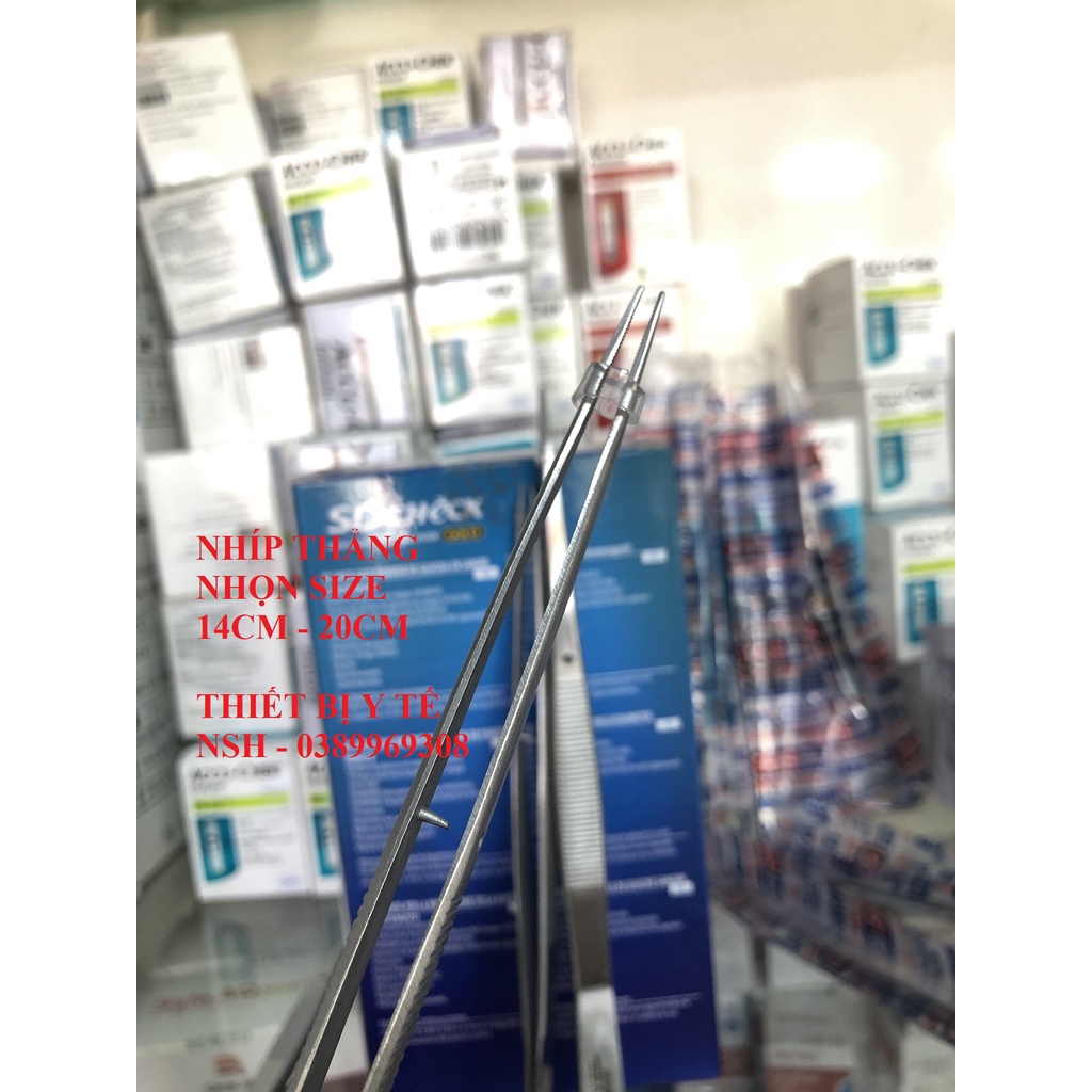 ❤️ Nhíp phẫu tích nỉa y tế thẳng hai đầu nhọn không mấu gắp linh kiện size 14cm 16cm 18cm 20cm hàng Pakistan