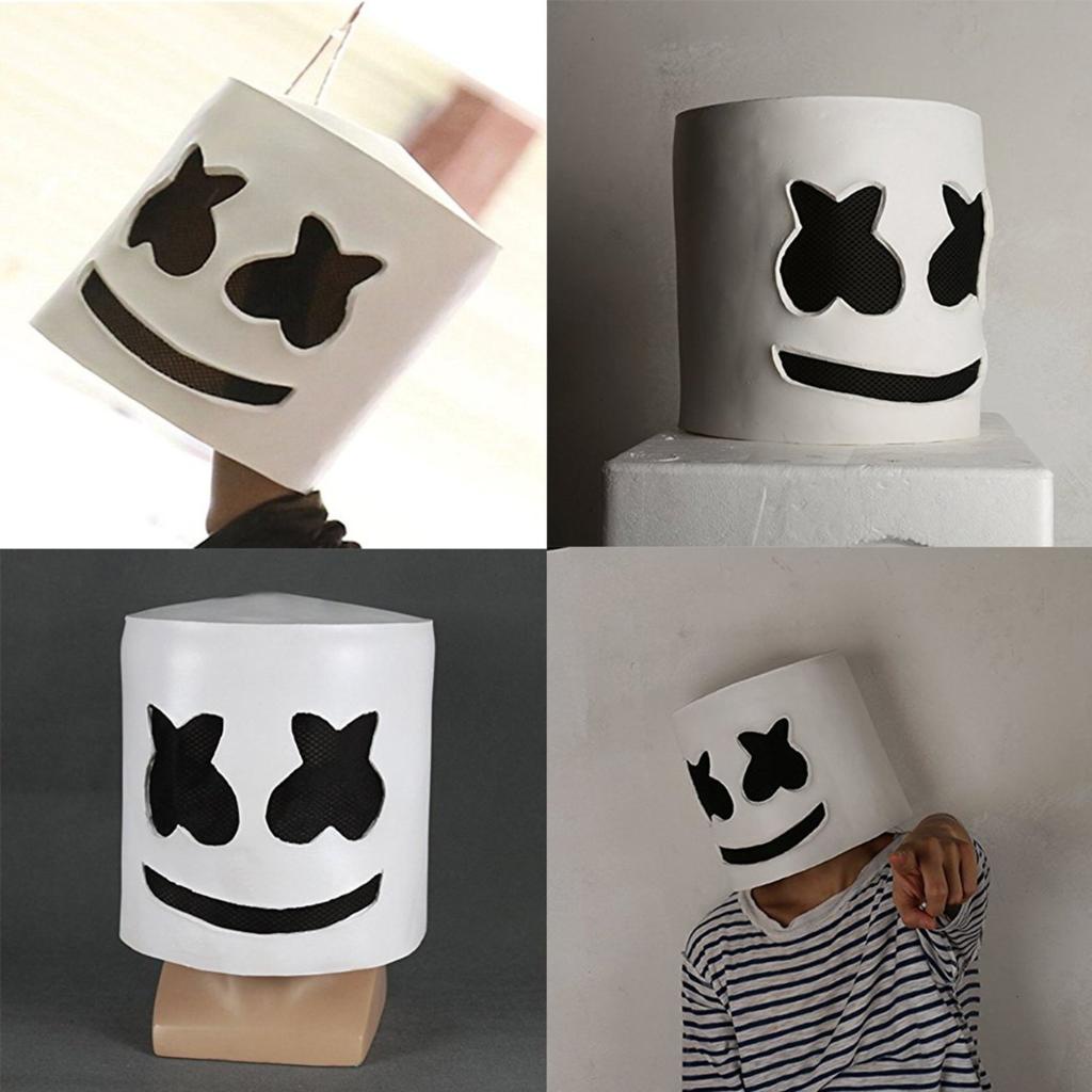 Mặt nạ hóa trang DJ Marshmello màu trắng cho tiệc Halloween