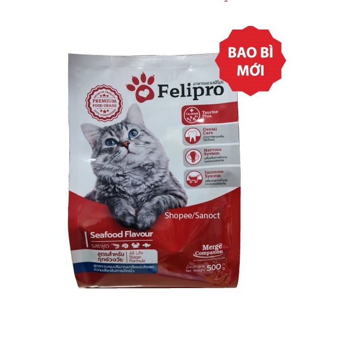 Thức ăn hạt Felipro 500g - dành cho mèo khó ăn với hương vị cá ngừ và thịt gà tự nhiên