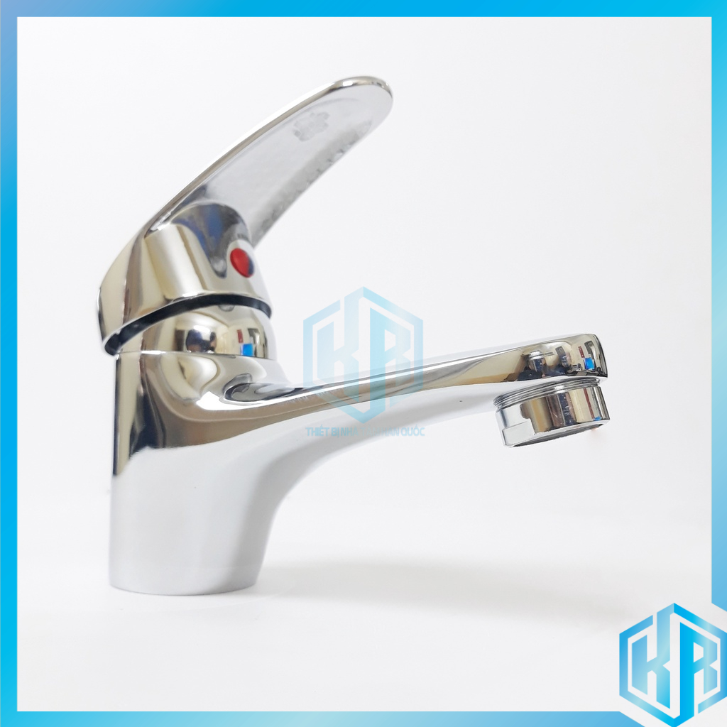 Vòi lavabo nóng lạnh inox 304 trụ tròn cao 11cm mạ màu bạc với thân tròn, kiểu dáng nhỏ gọn, hiện đại