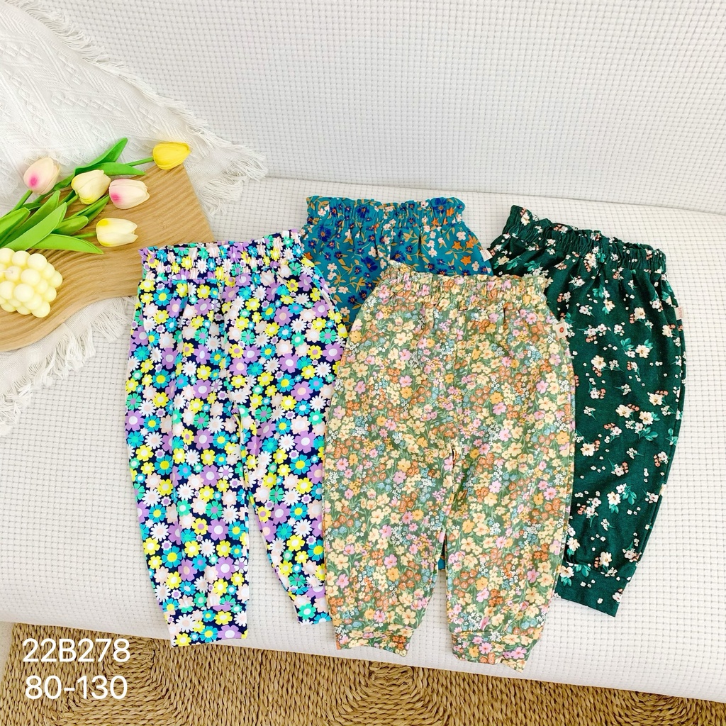 Bộ bé gái dài tay quần hoa xinh xắn, bộ thun tay dài cho bé Bernie