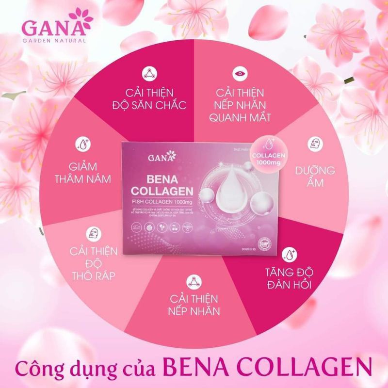 Bena collagen gana  hộp 30 gói- chống lão hoá, giúp da căng bóng, khoẻ từ bên trong