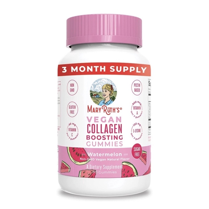Kẹo dẻo collagen thuần chay, ko biến đổi gen Mary Ruth's Collagen boosting 90viên USA