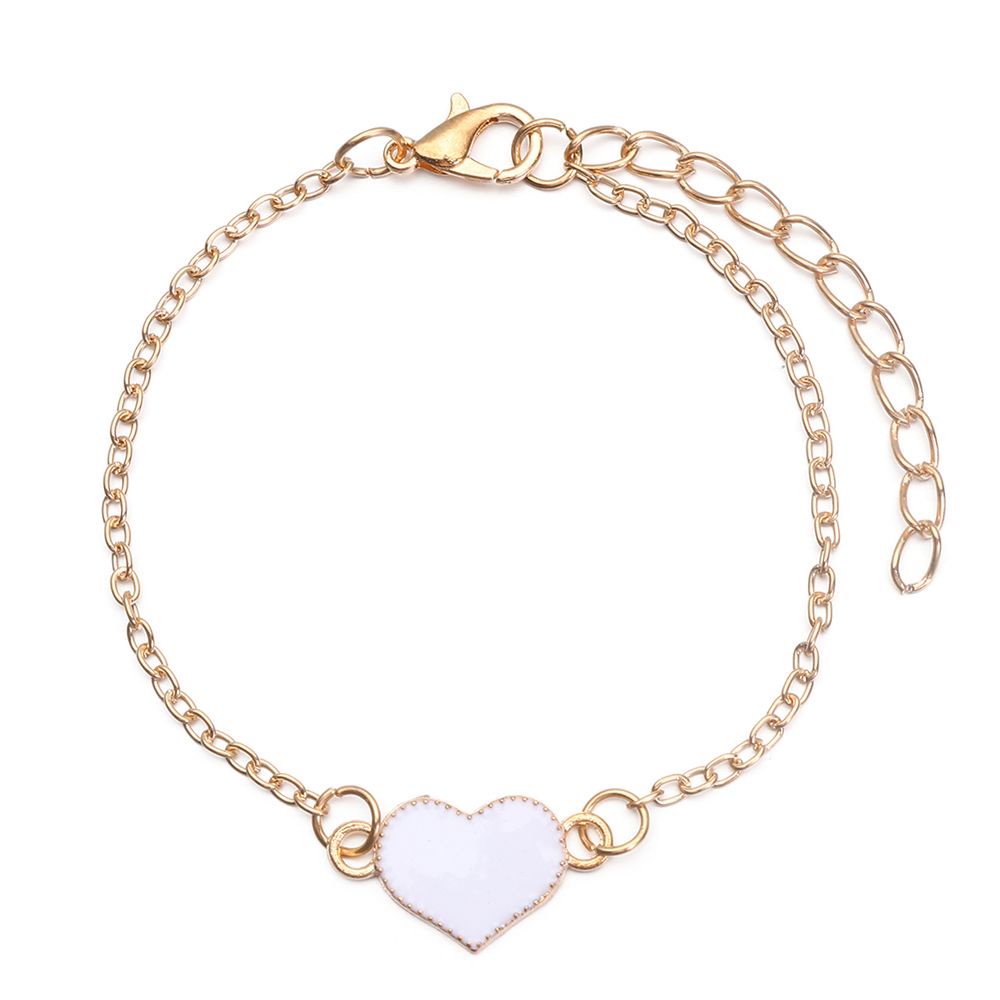 Vòng Đeo Tay Kiểu Xích Đính Mặt Hình Trái Tim Nhiều Màu Tùy Chọn Thời Trang Dành Cho Nữ