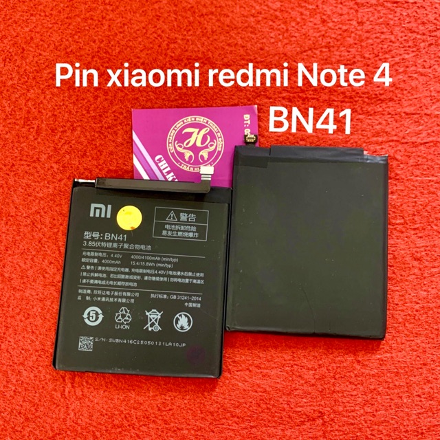 [Mã ELFLASH5 giảm 20K đơn 50K] Pin xiaomi redmi note 4 zin - kí hiệu trên pin BN41
