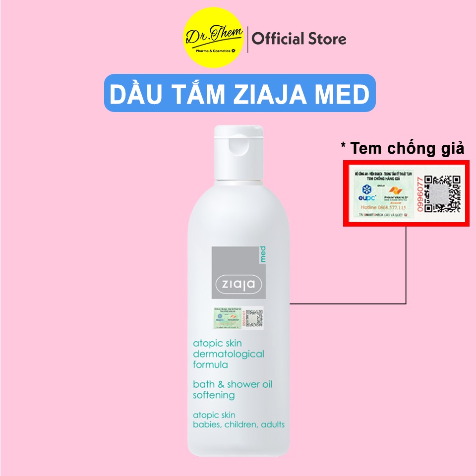 ✅[CHÍNH HÃNG] Dầu Tắm Mềm Mịn Da Ziaja Med Atopic Skin Dermatological Formula Bath &amp; Shower Oil 270ml Atopy Sữa Tắm