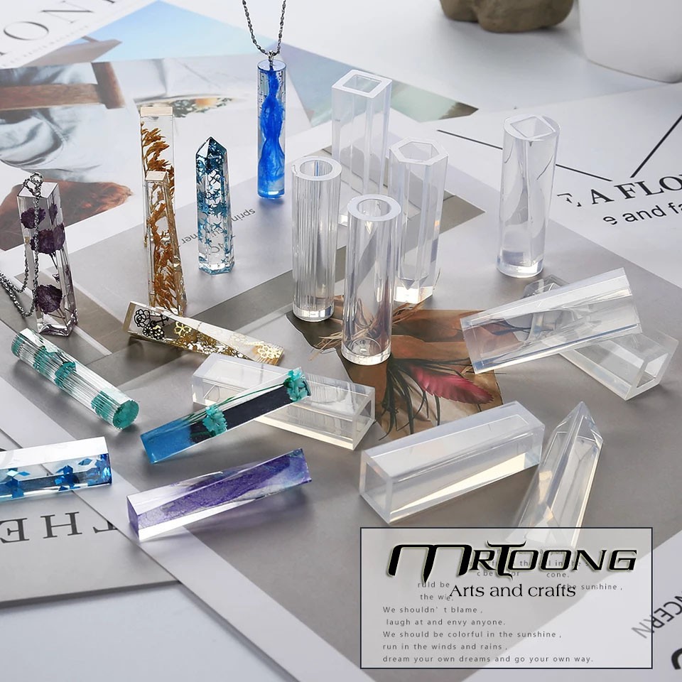 Khuôn Silicon Resin làm mặt dây chuyền hình khối dài