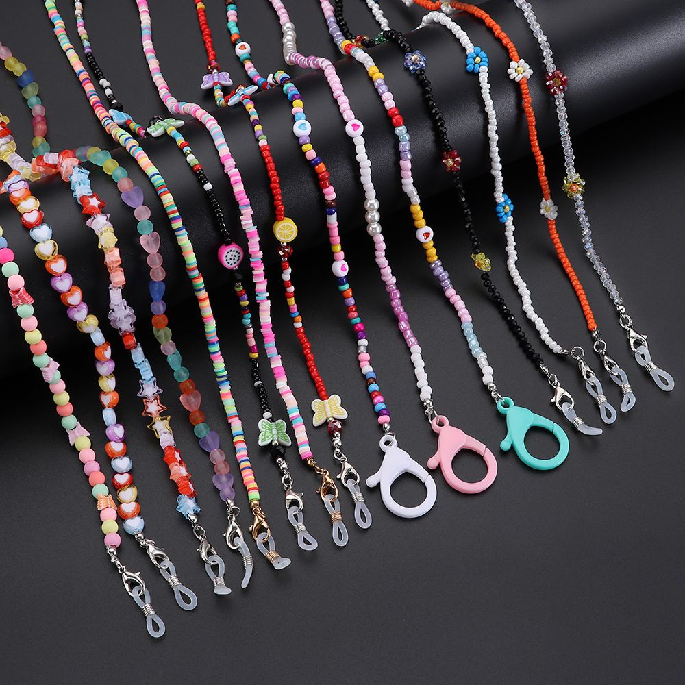 Dây đeo khẩu trang/kính mát xâu hạt hình hoa/đầy màu sắc/chữ cái phù hợp cho trẻ em/phụ nữ