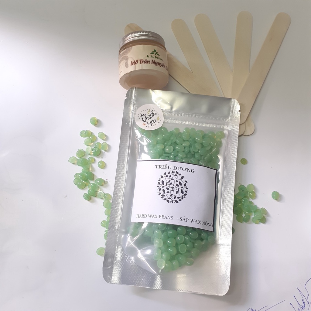 (FREE 2 que wax) Sáp wax 100g Triêu Dương hard wax beans Sáp sữa dừa bám lông