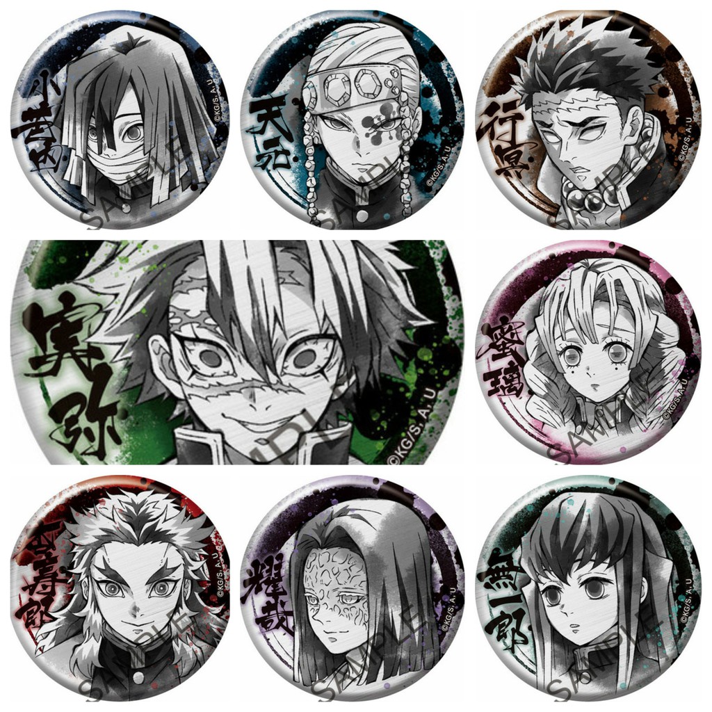 Huy hiệu cài áo IN HÌNH Kimetsu no Yaiba Thanh gươm diệt quỷ ver không màu anime chibi dễ thương