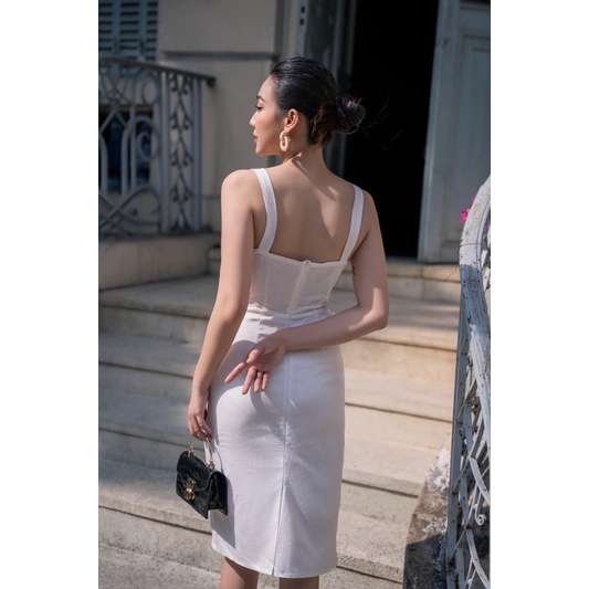 Ceci Cela - Đầm Dây Nhún Ngực Trắng Fani