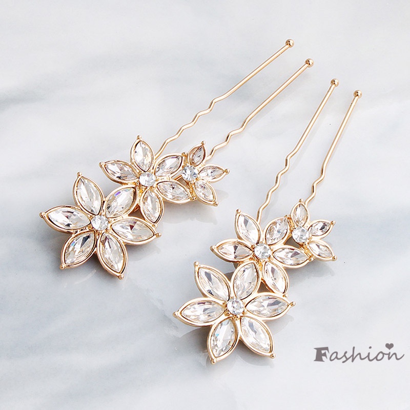 Trâm Cài Tóc Hình Chữ U Đính Đá Sáng Bóng Cao Cấp Thời Trang Cho Cô Dâu