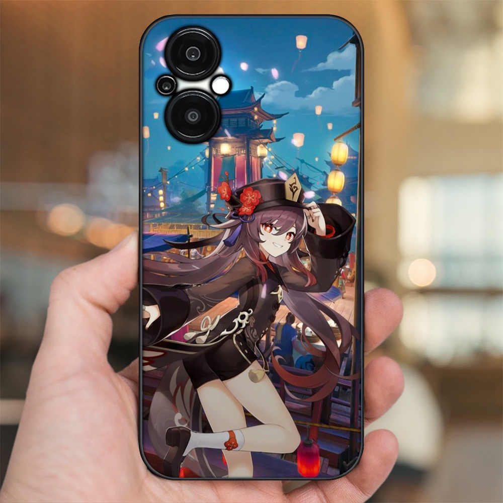 Ốp lưng Oppo Reno 8Z 5G viền đen in hình Hutao Genshin Impact