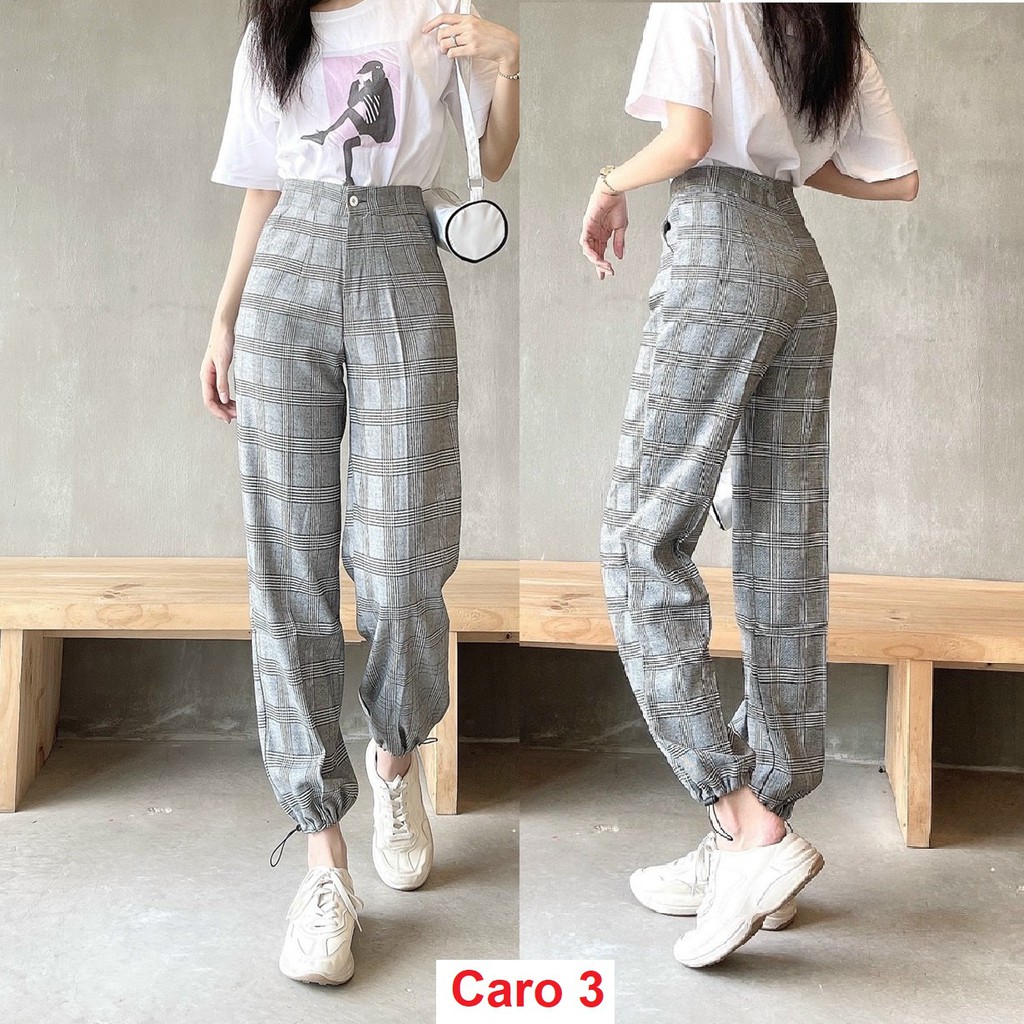 Quần Jogger nữ kẻ caro lai bo JBG14