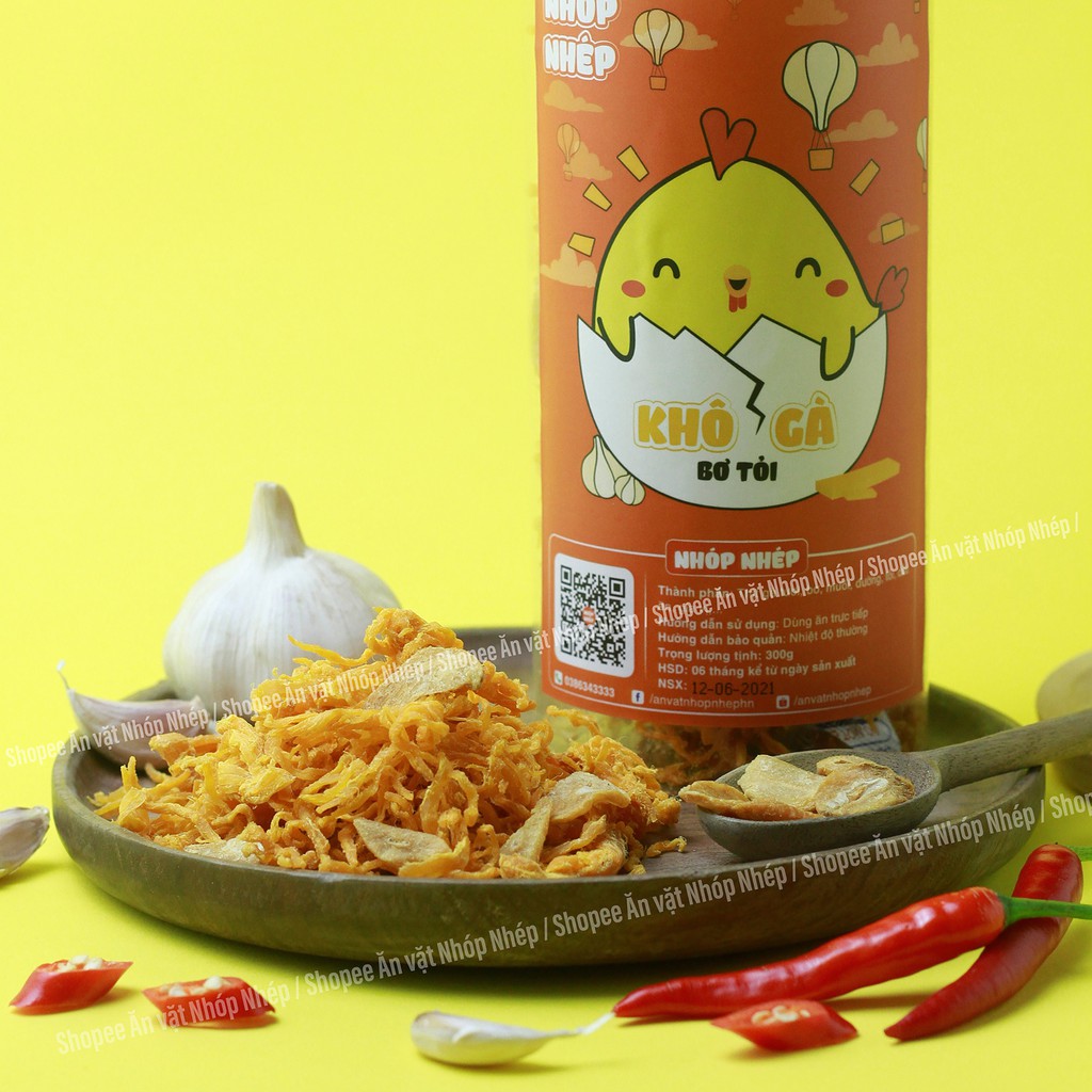 Khô gà bơ tỏi xé cay Nhóp Nhép 300g đồ ăn vặt Hà Nội | BigBuy360 - bigbuy360.vn