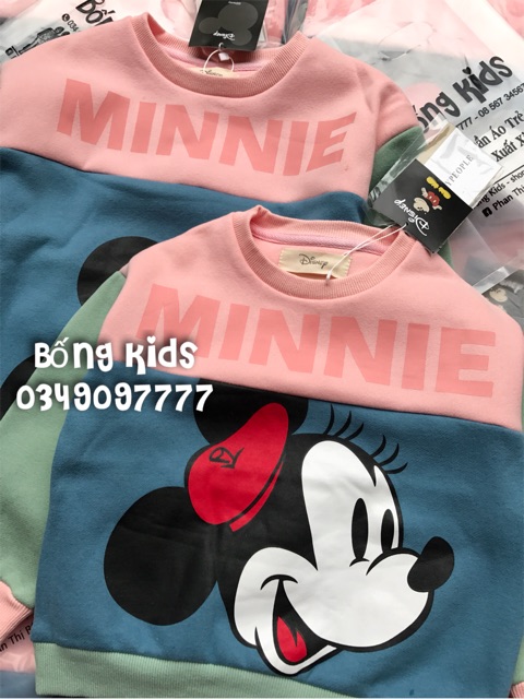 Áo Nỉ Bé Gái Minnie Phối Màu Nền Xanh Ordinary People