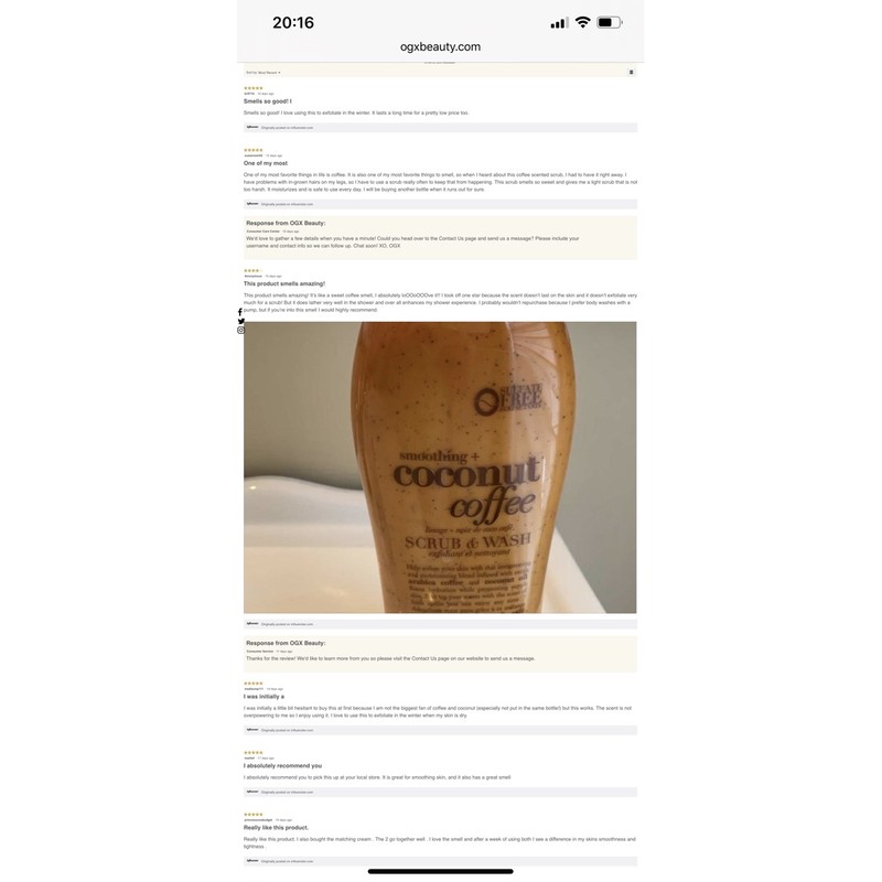 Sữa tắm OGX Smoothing Coconut Coffee Scrub&amp;Wash 577ml