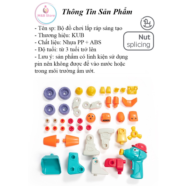 Bồ Đồ Chơi Lắp Ráp Sáng Tạo, Khoan Tự Động - KUB, Phát Triển Tư Duy