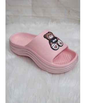DÉP NỮ SIÊU NHẸ HÌNH GẤU ĐẾ SỌC CAO 3CM ( ĐẶT TĂNG LÊN 1 SIZE)