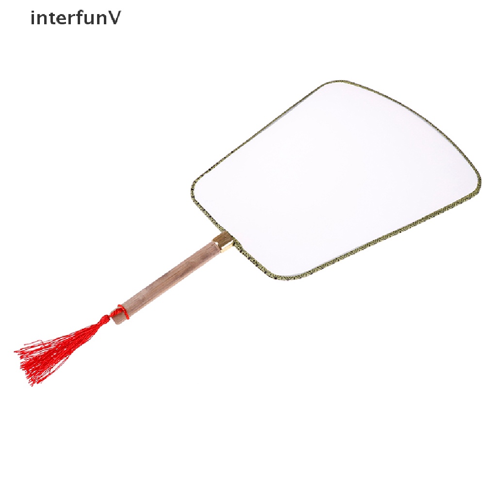 [InterfunV] Quạt Gong Cầm Tay Màu Trắng Vẽ Nghệ Thuật DIY Thanh Lịch Cho Trẻ Em